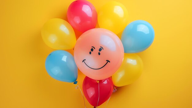 Photo a happy face balloon with a smiley face on it