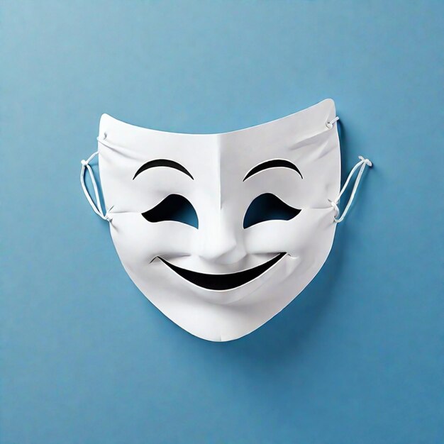 Photo happy face on blue background blue monday concept