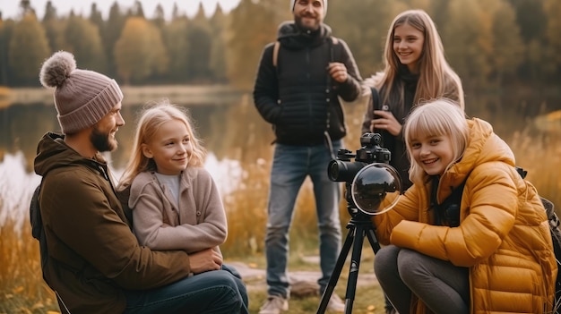 写真 幸せな家族と笑顔の子供たちと楽しい