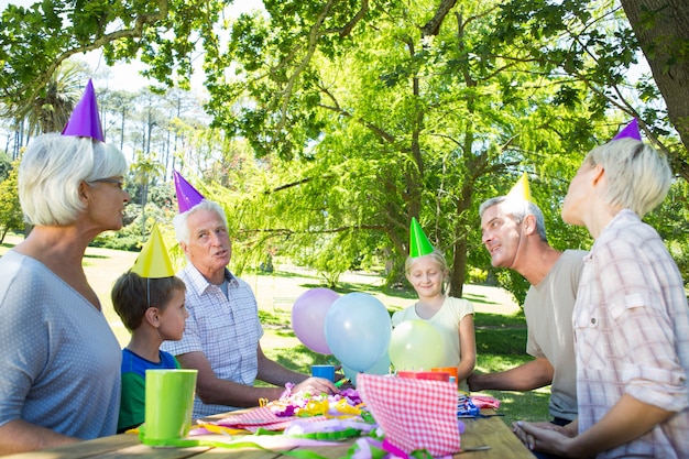 Happy family celebrating a birthday 