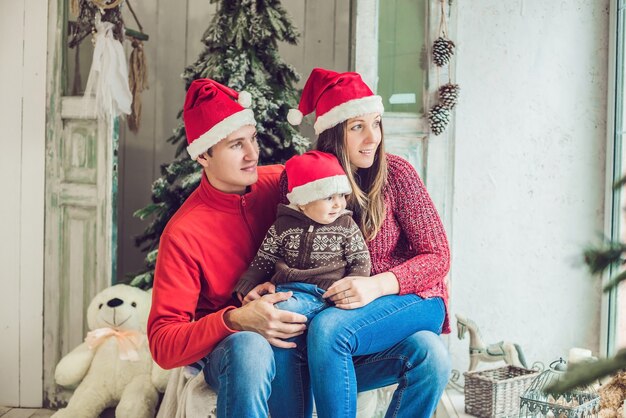 Happy family celebrating Christmas