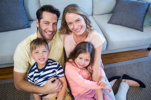 Happy family on the couch