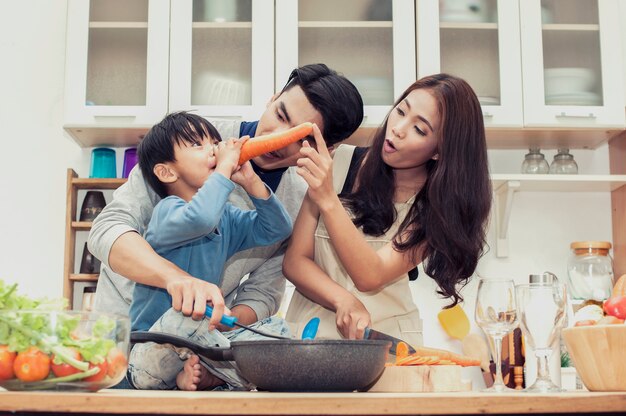 Happy family Doing breakfast in the kitchen 