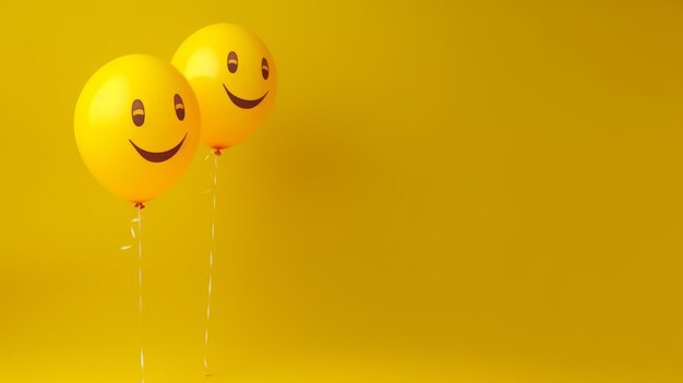 Happy family emotion with emoji balloons