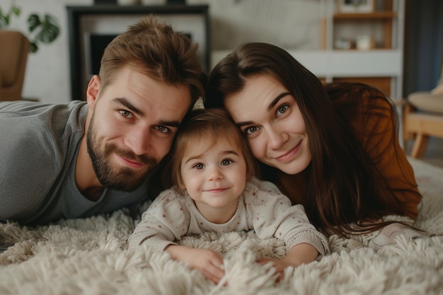 Happy Family Enjoying Time Together at Home with AI generated