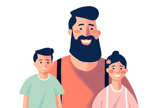 Happy family flat design father's day and family smile