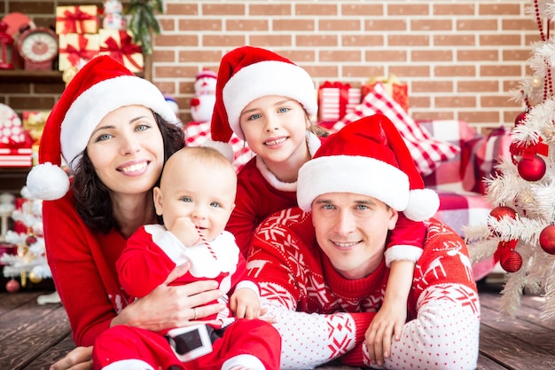 Happy family having fun at home