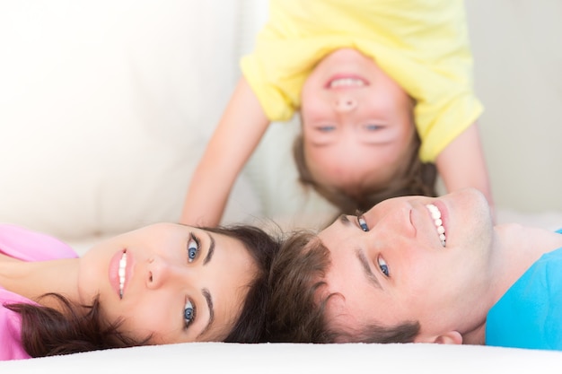 Happy family having fun at home