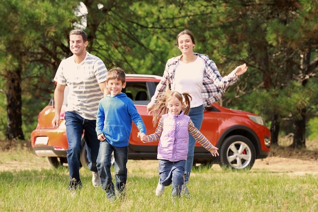 Happy family having fun outdoors