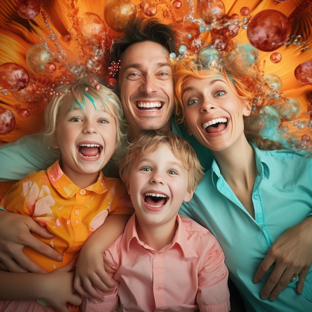 Photo happy family having fun