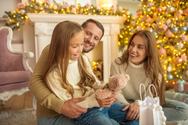 Happy family at home during Christmas