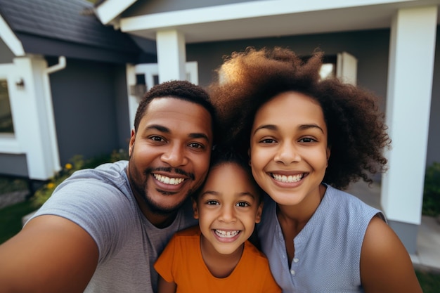 Foto famiglia felice a casa