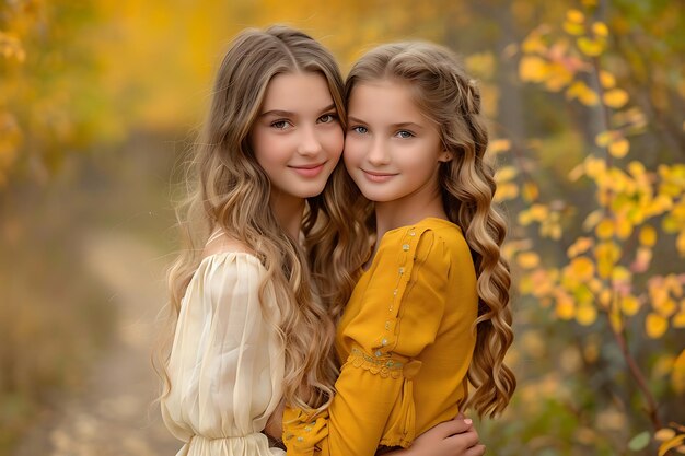 Foto felice abbraccio di famiglia nel parco della foresta d'autunno