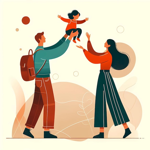 Photo happy family illustration