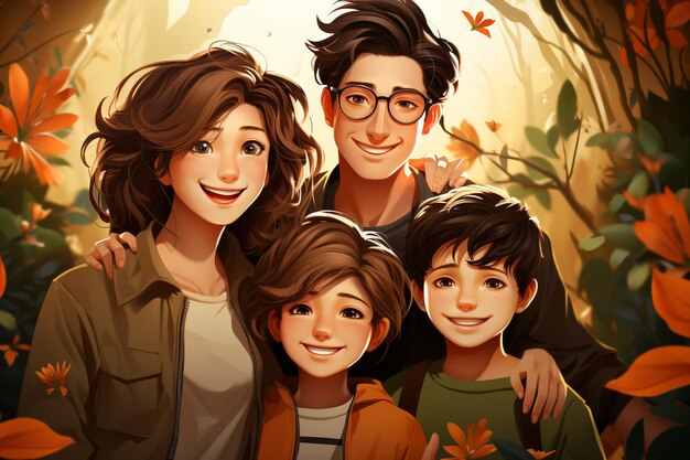 Photo happy family illustration