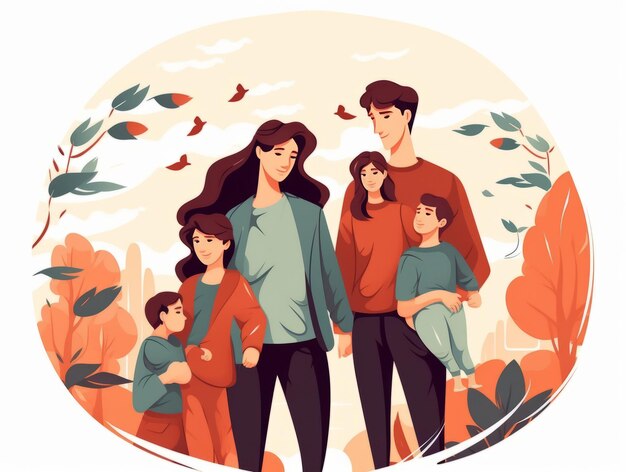 Photo happy family illustration