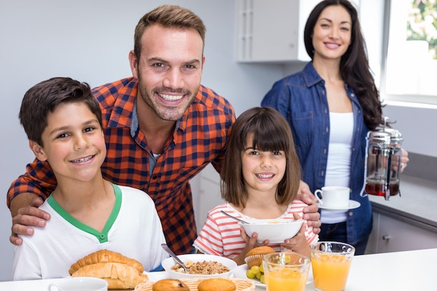 Happy family in kitchen