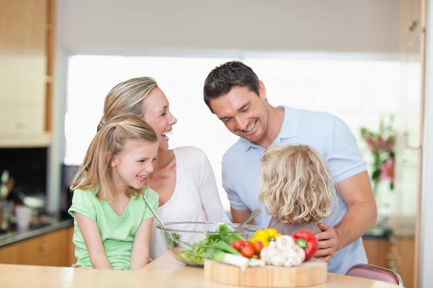 Happy family in the kitchen