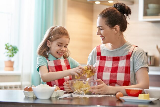 Happy family in the kitchen.