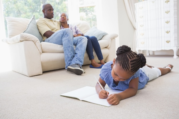 Happy family in the living room 