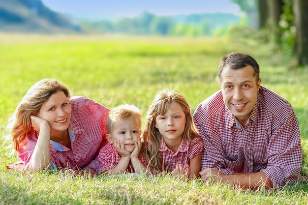 Happy family in nature