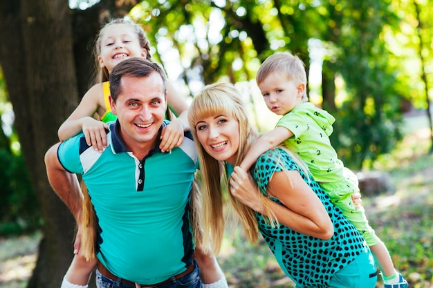 Happy family in the park. Happiness.