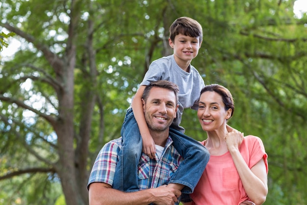 Happy family in the park together