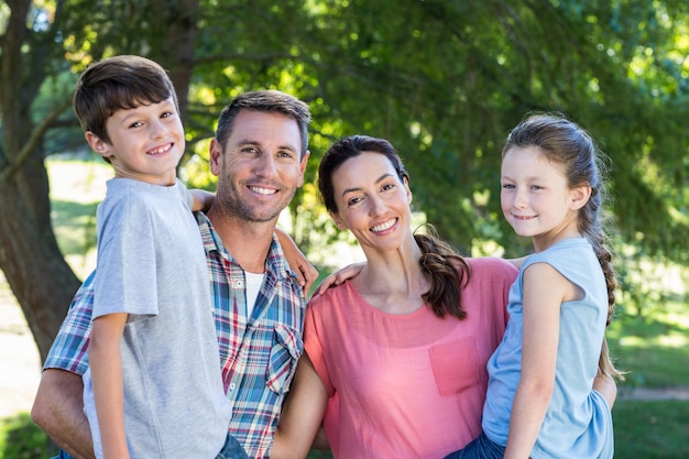 Happy family in the park together