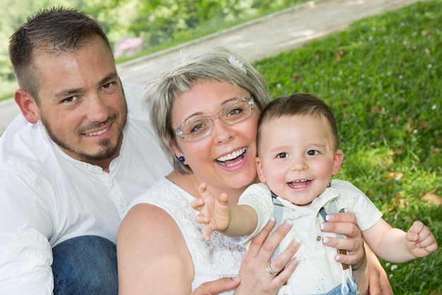 Happy family in a park