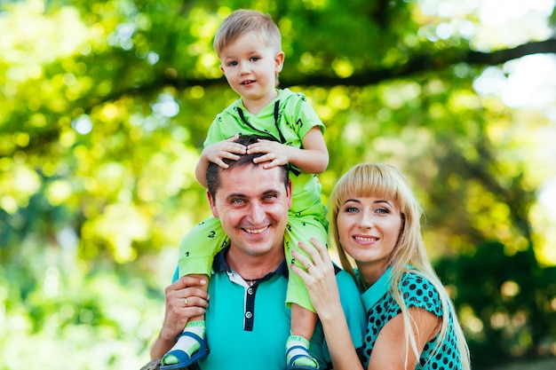 Happy family in the park.