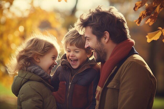 Foto famiglia felice nel parco