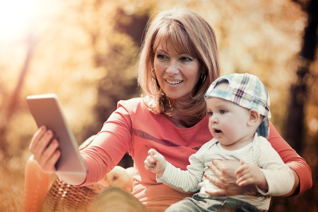 Happy family in the park