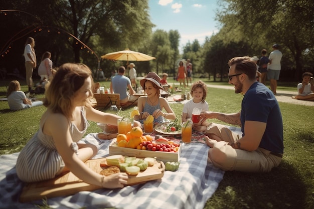 Happy family picnic brings together