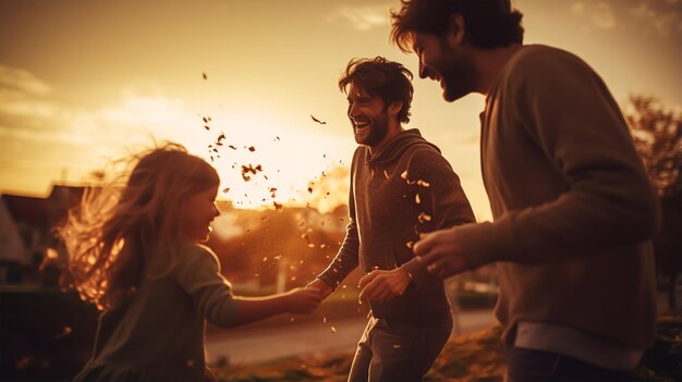 Foto una famiglia felice che gioca insieme