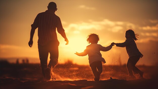 Foto una famiglia felice che gioca insieme