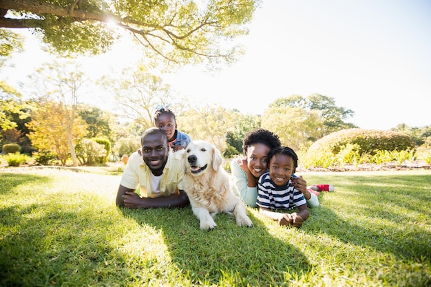 Happy family posing together