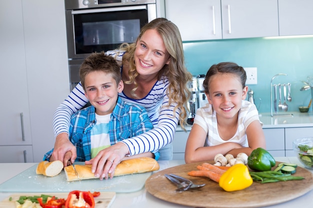 Happy family preparing lunch together