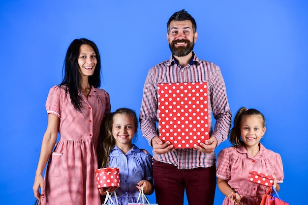 Happy family ready for holiday presents