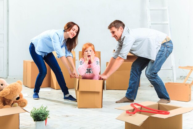 The happy family during repair and relocation