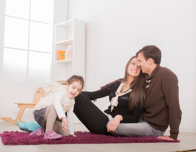 Happy family in the room