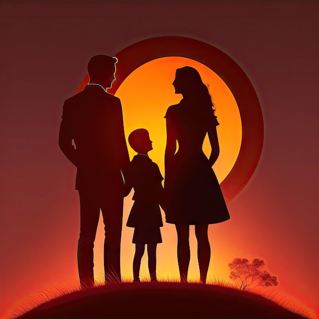 Happy family silhouette