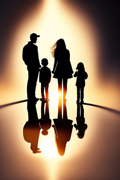 Happy family silhouette