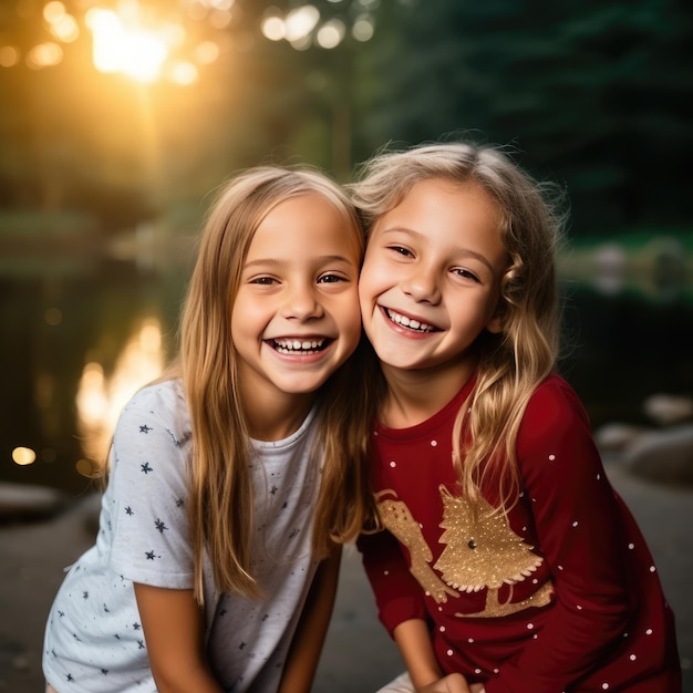 Foto famiglia felice e bambini sorridenti e gioiosi