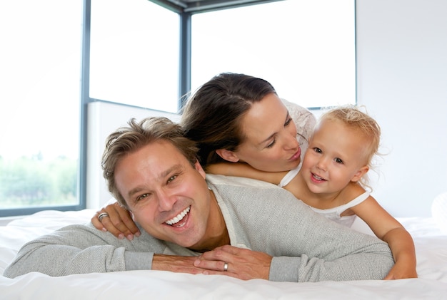 Happy family smiling together