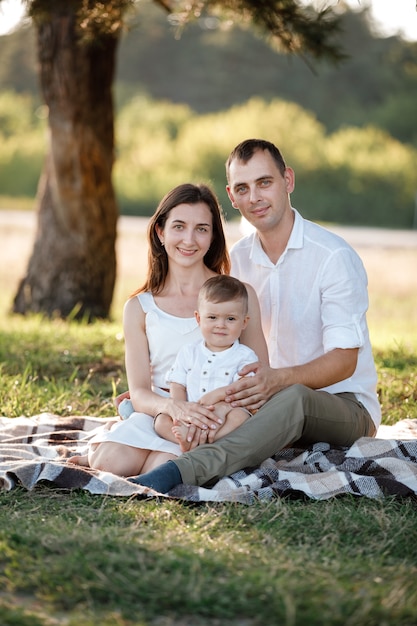 Happy family spending time together on a sunny summer day