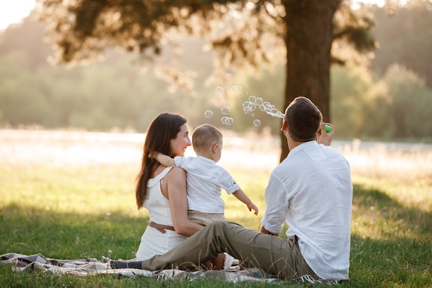 Happy family spending time together on a sunny summer day