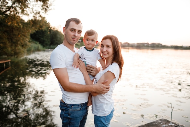 Happy family spending time together on a sunny summer day