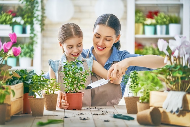 Happy family in spring day