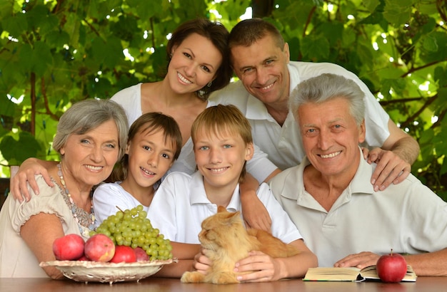 Happy family in summer park