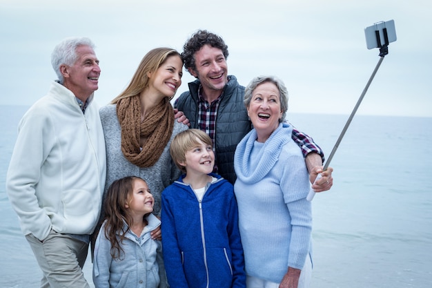 Happy family taking selfie